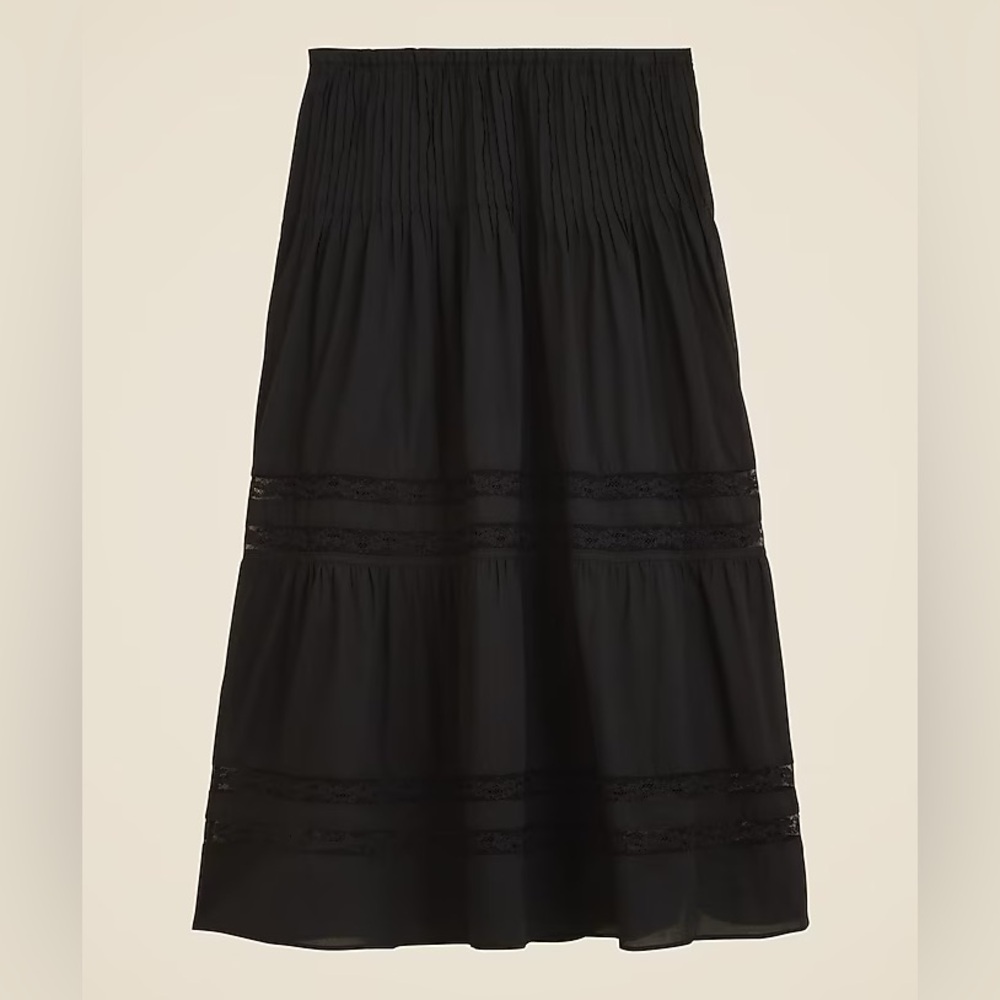 Jcrew Lace-trim pintuck skirt
